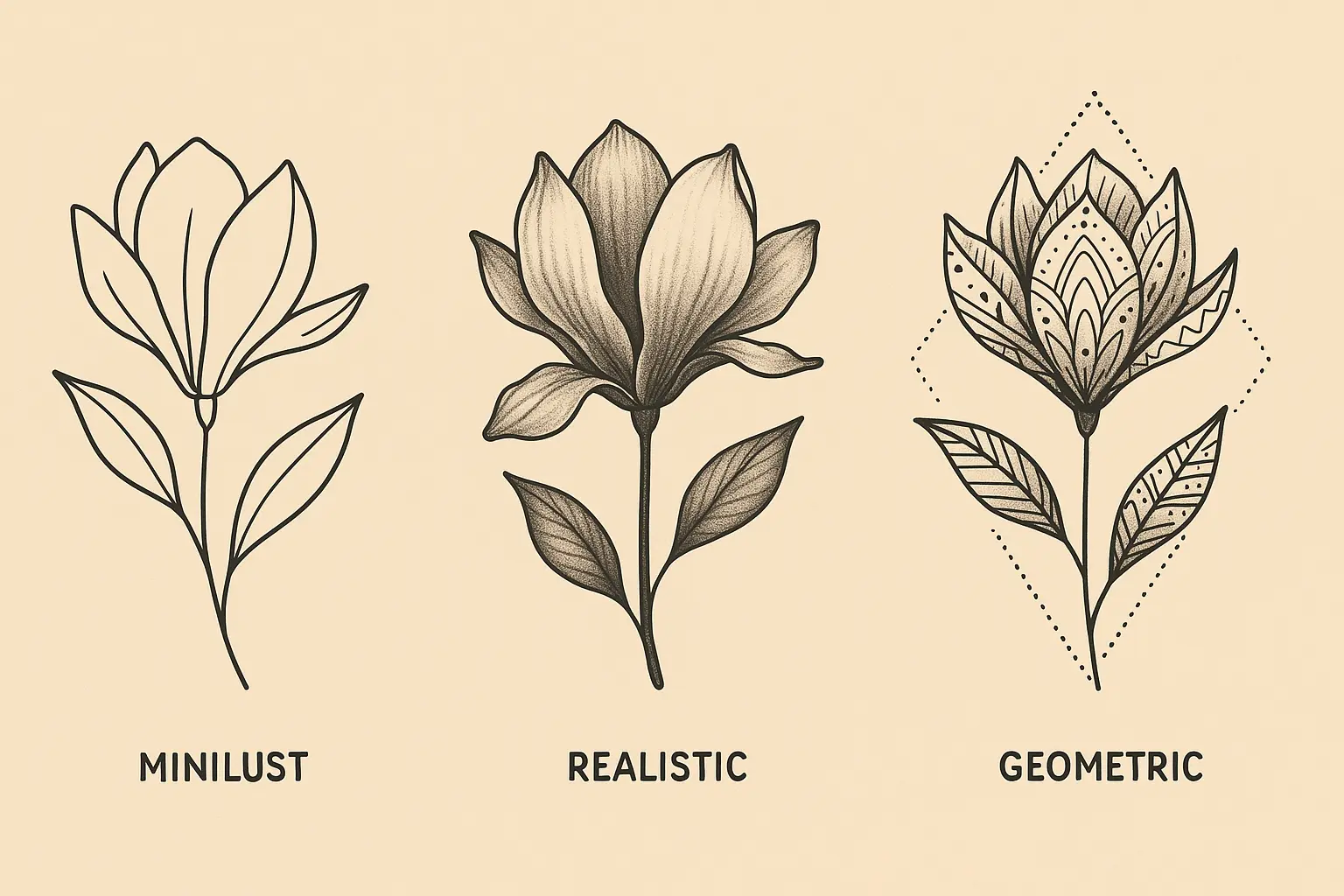 Elegant magnolia tattoo design showcase