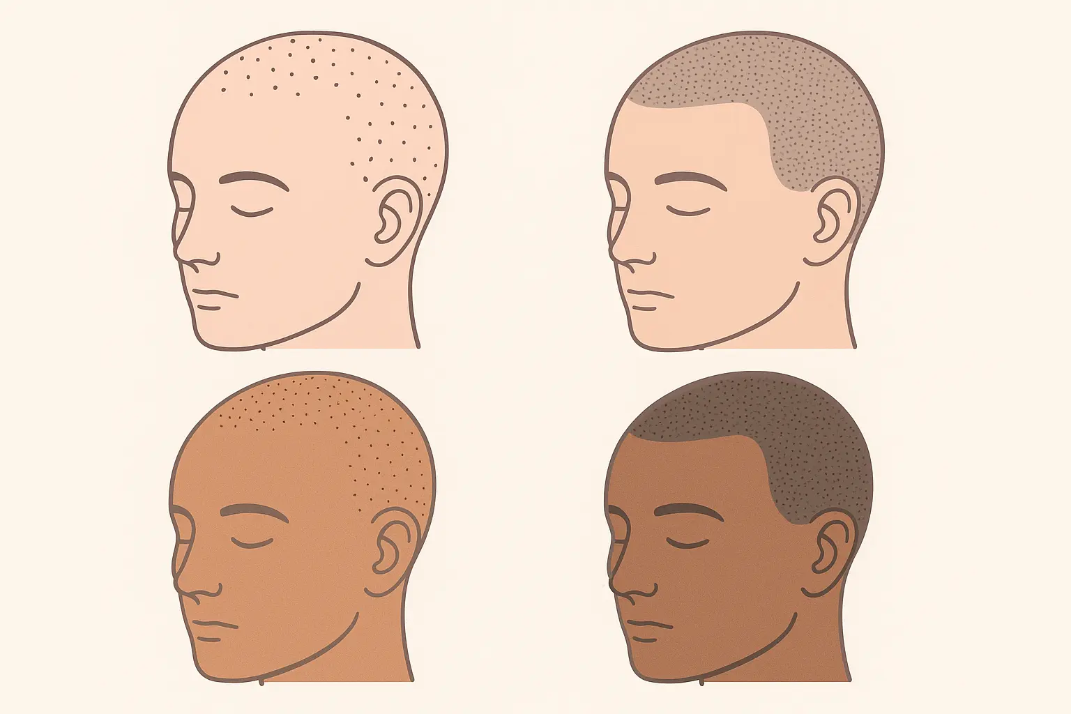 Before and after hairline tattoo comparison