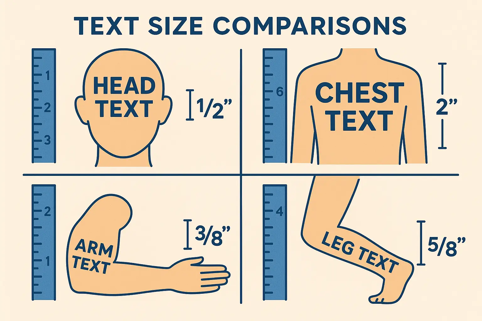 Tattoo text sizing guidelines