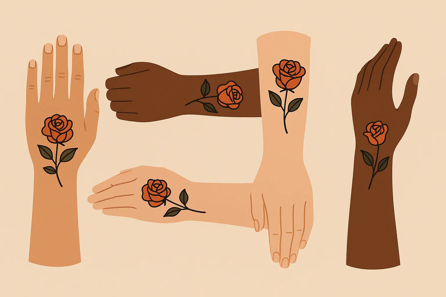 Rose hand tattoo designs collection