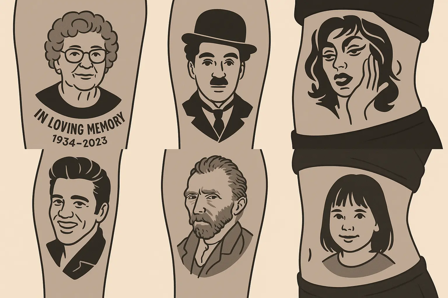 Portrait tattoo design examples