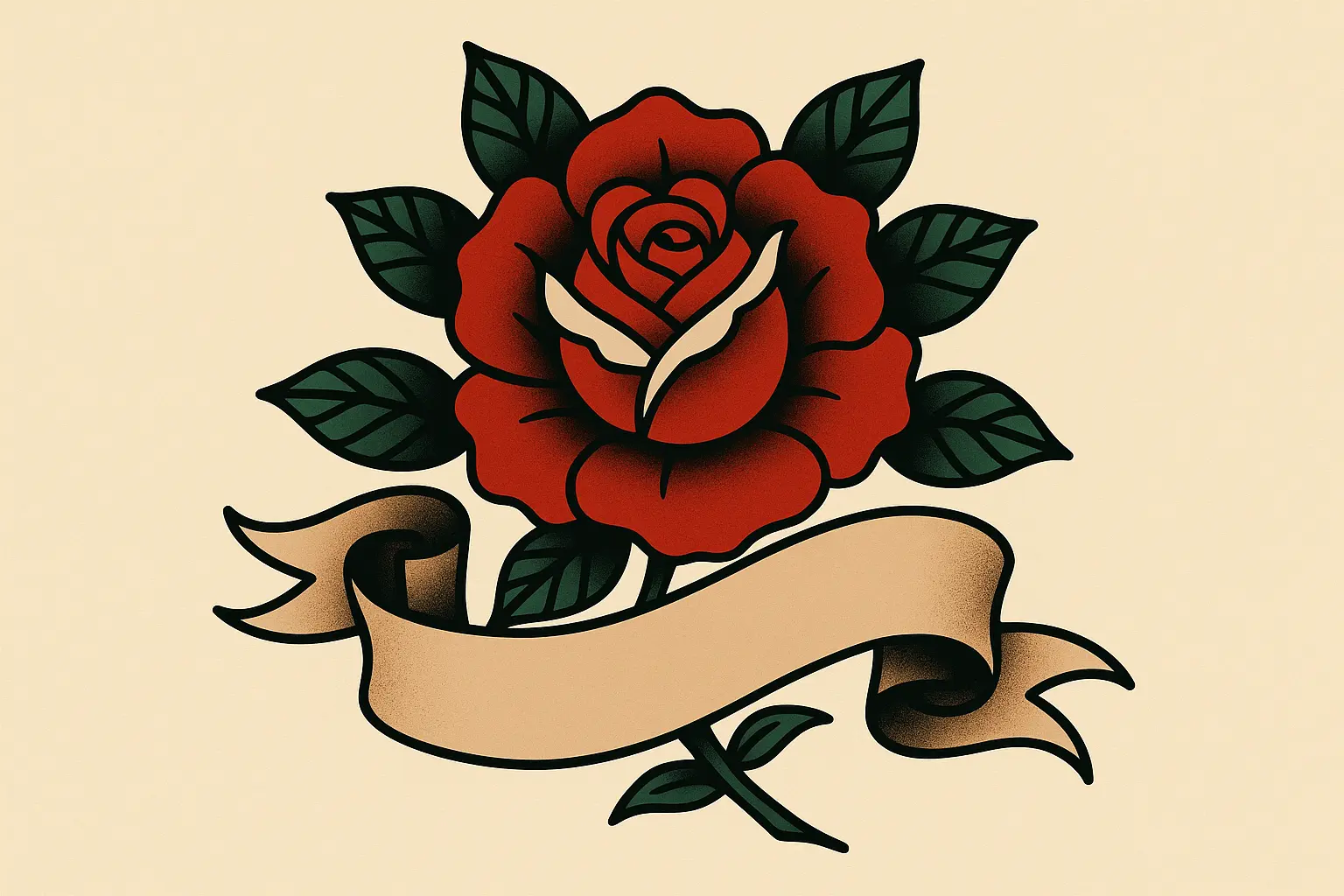 Traditional rose and banner tattoo combinations