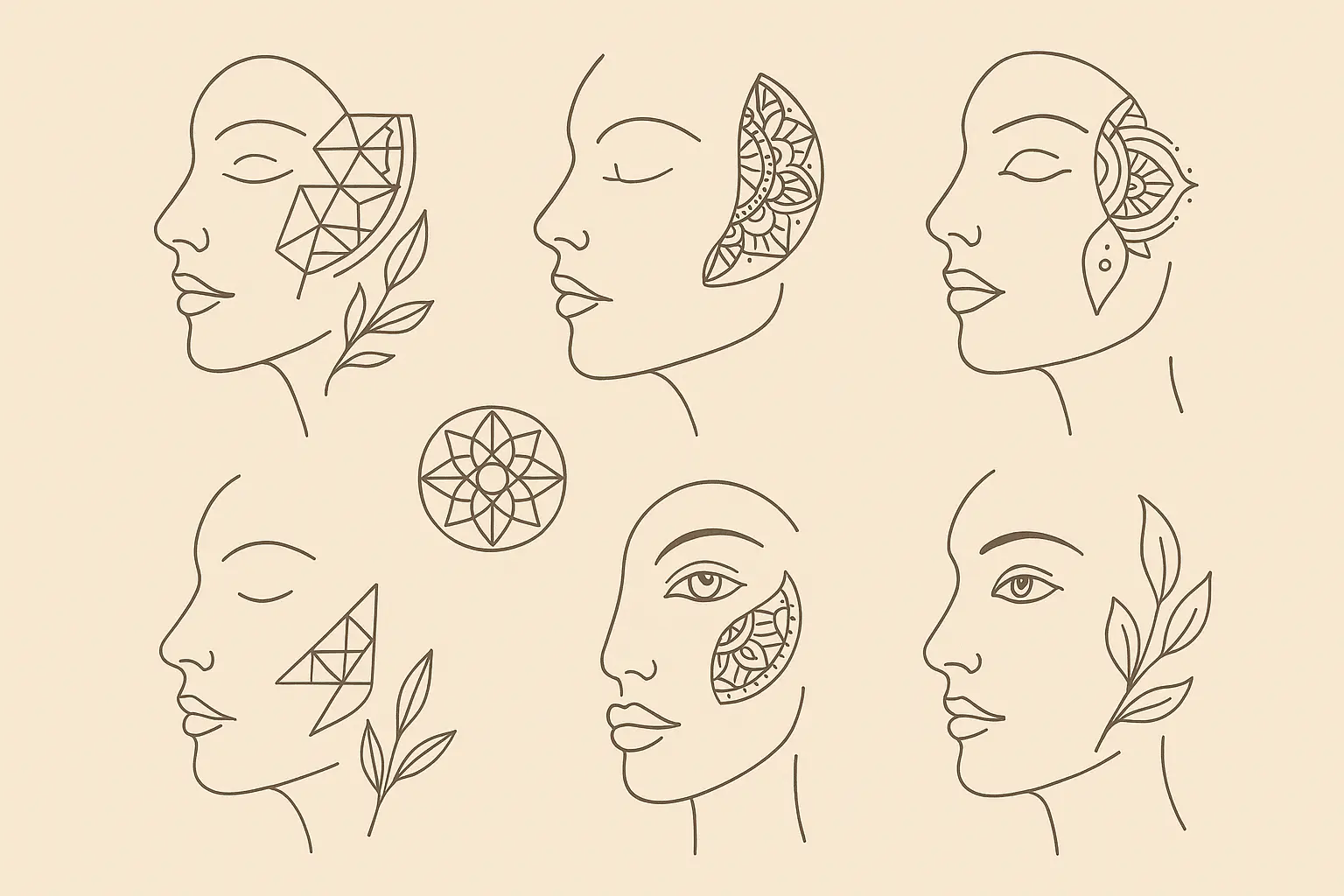 Minimalist geometric face tattoo designs