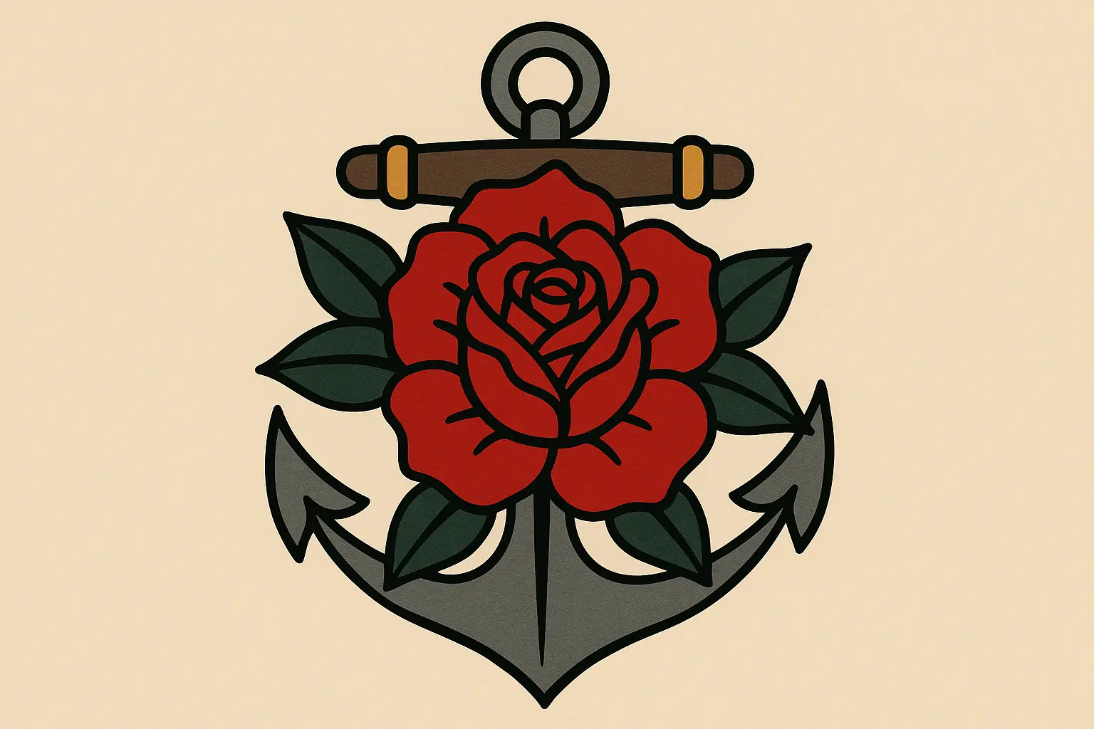 Traditional rose and skull tattoo combination
