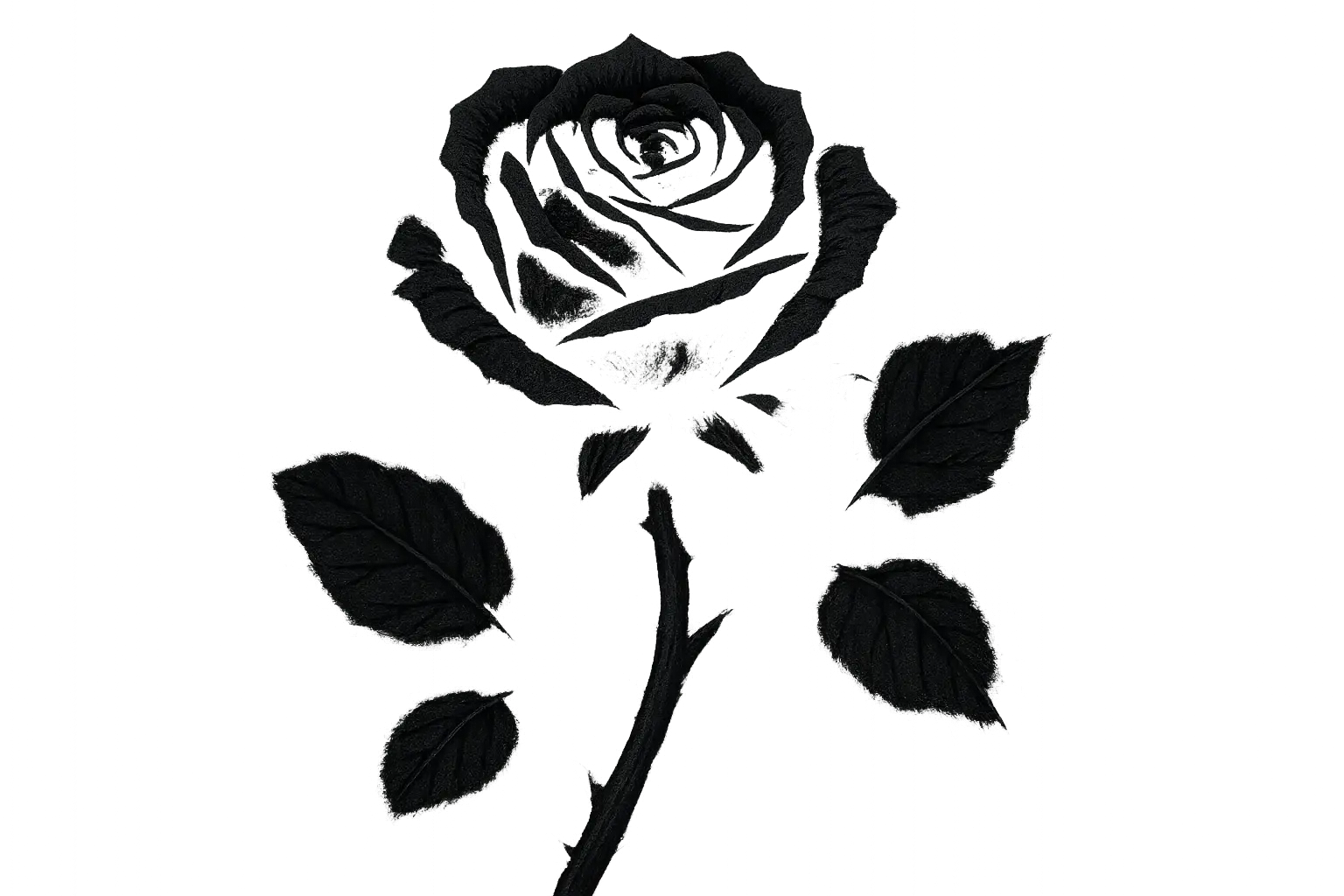 Gothic black rose hand tattoo with thorns