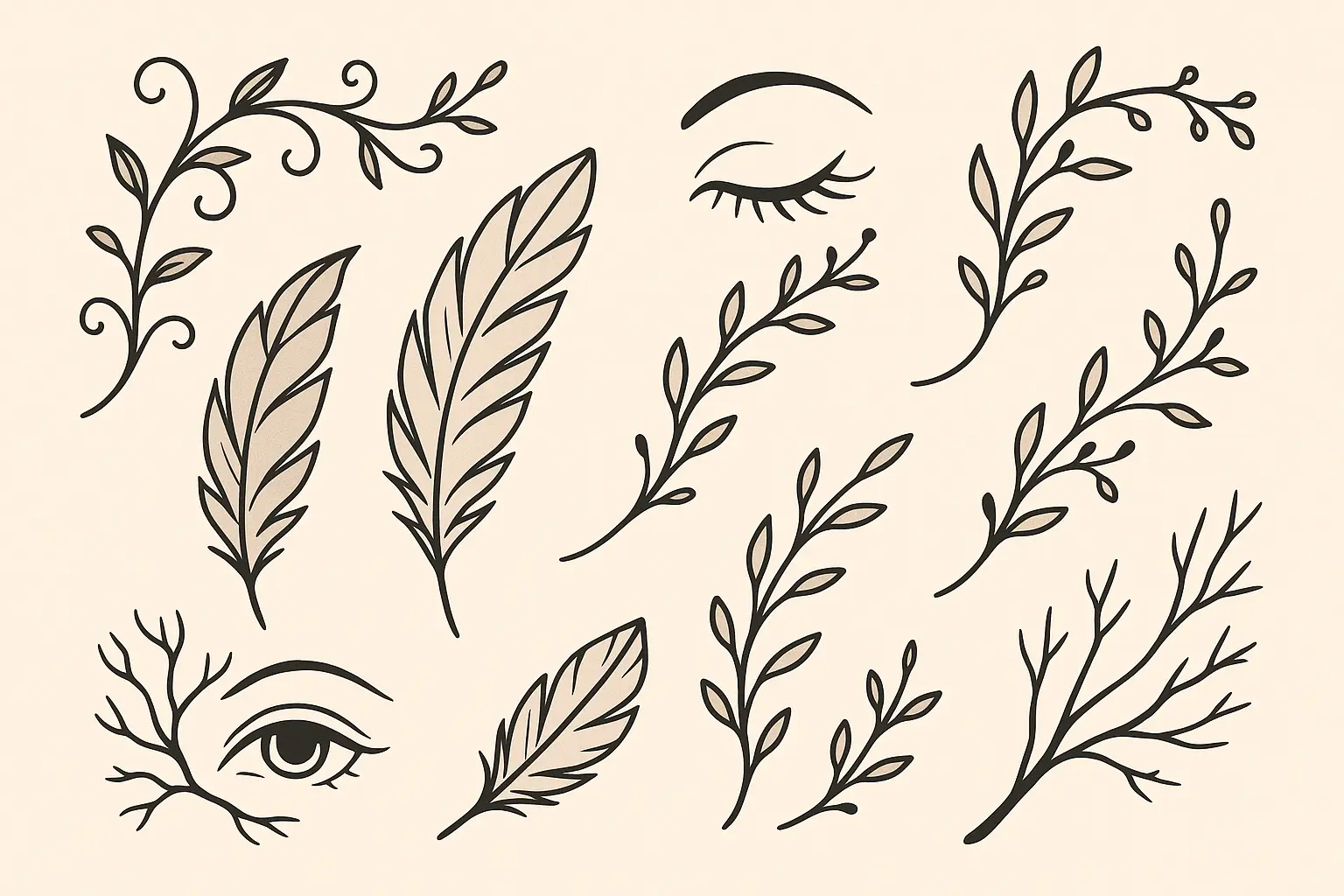 Nature and organic face tattoo patterns