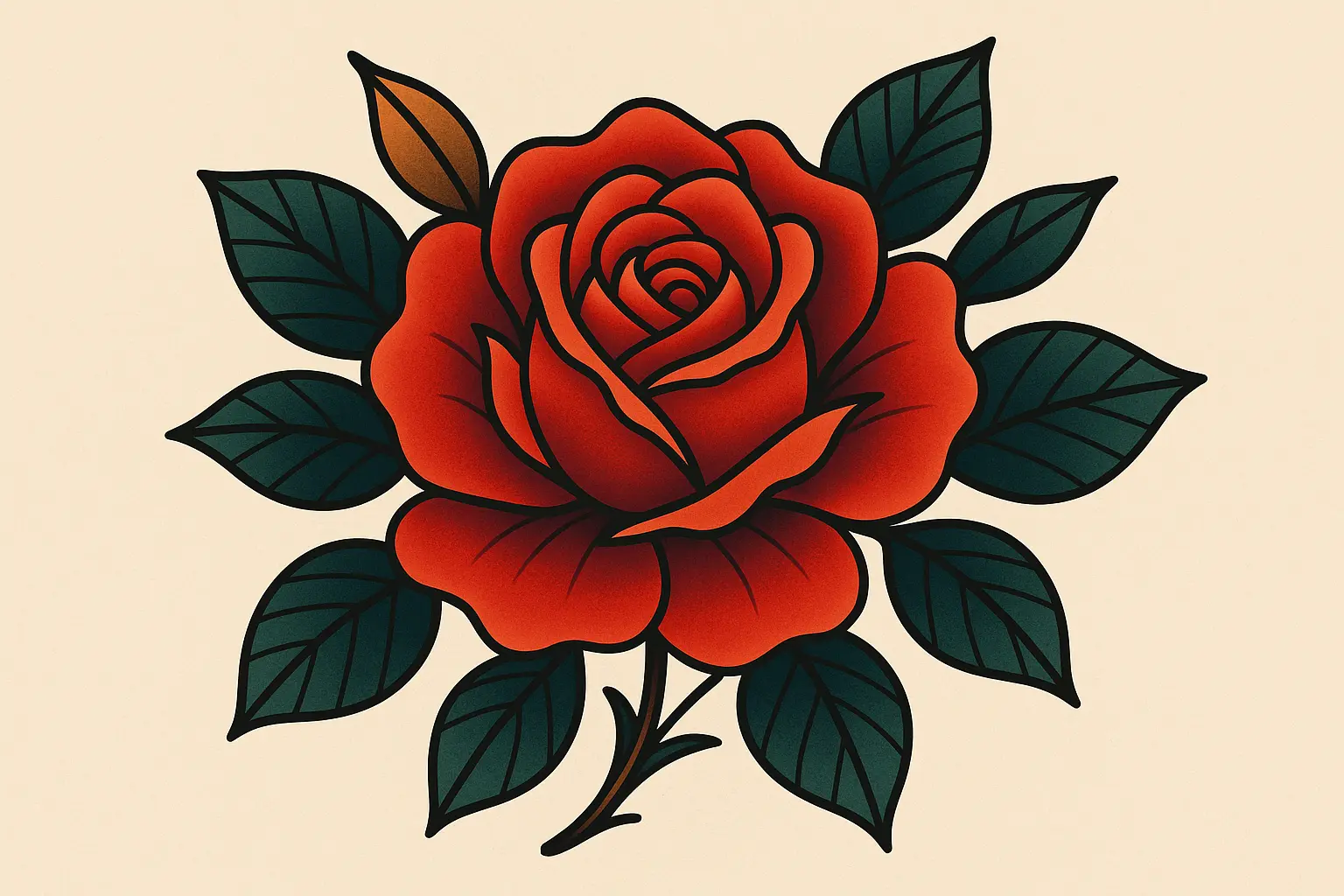 Neo-traditional rose tattoo variations