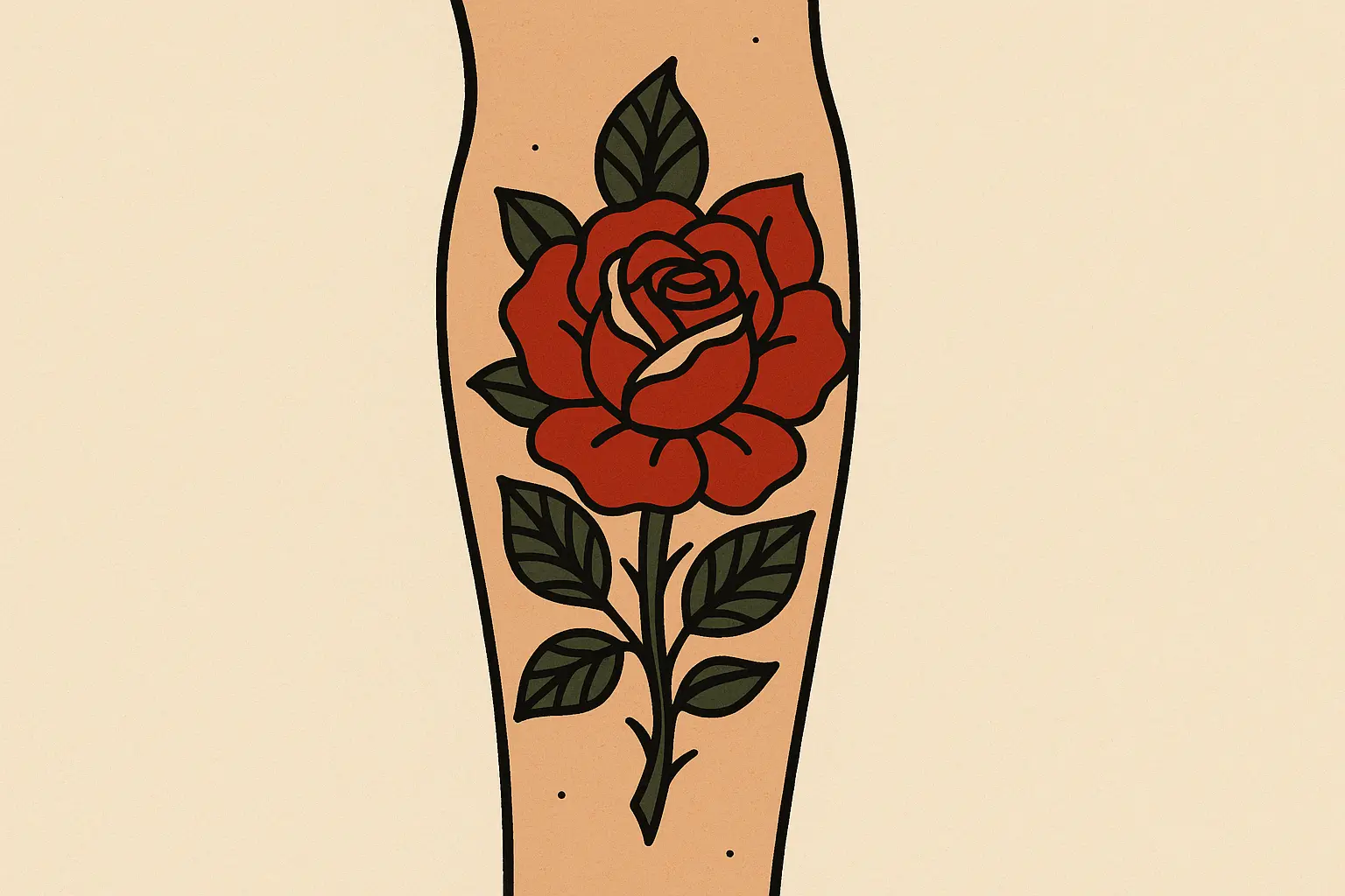 Placement-specific traditional rose tattoo designs