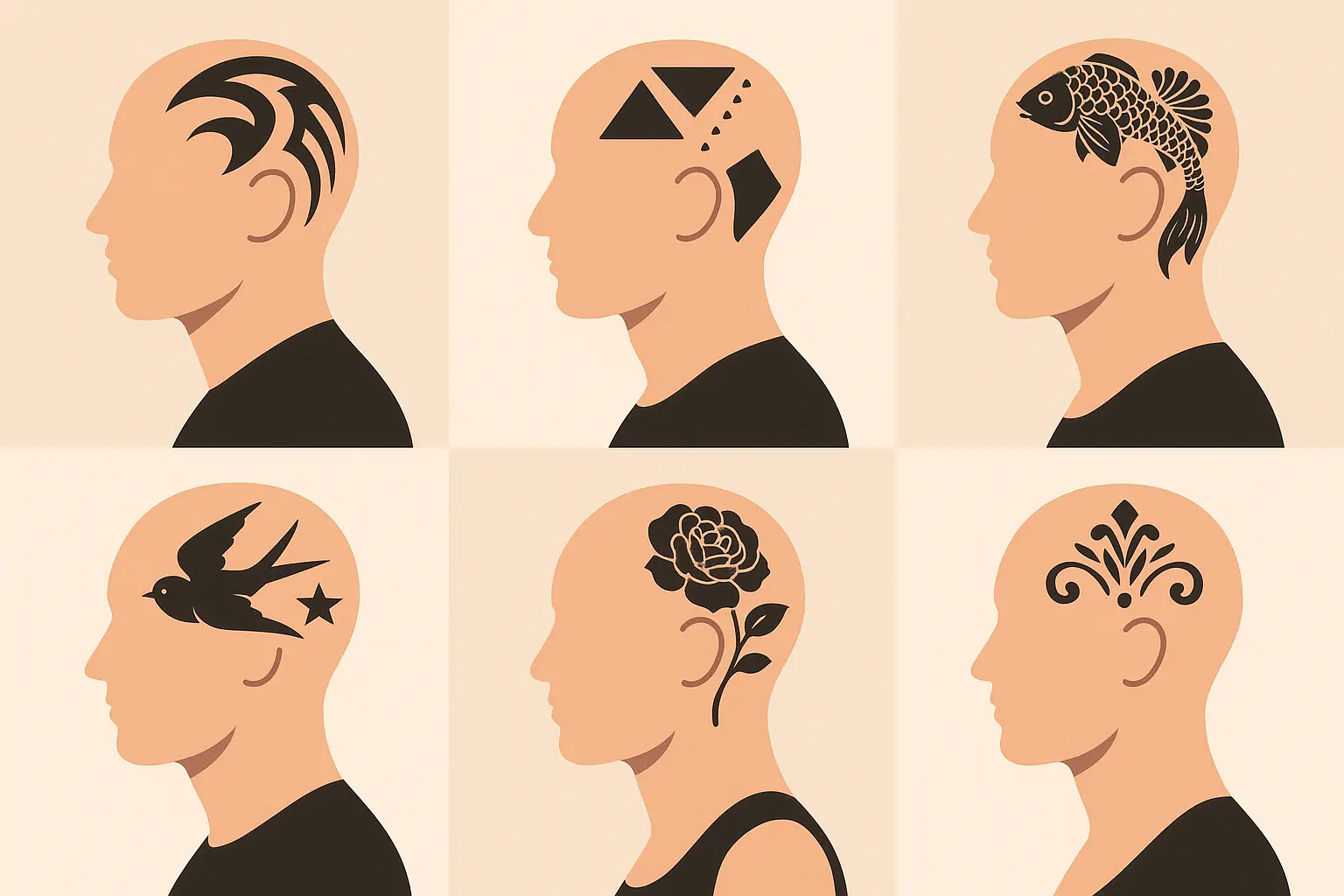 Collection of head tattoo design categories