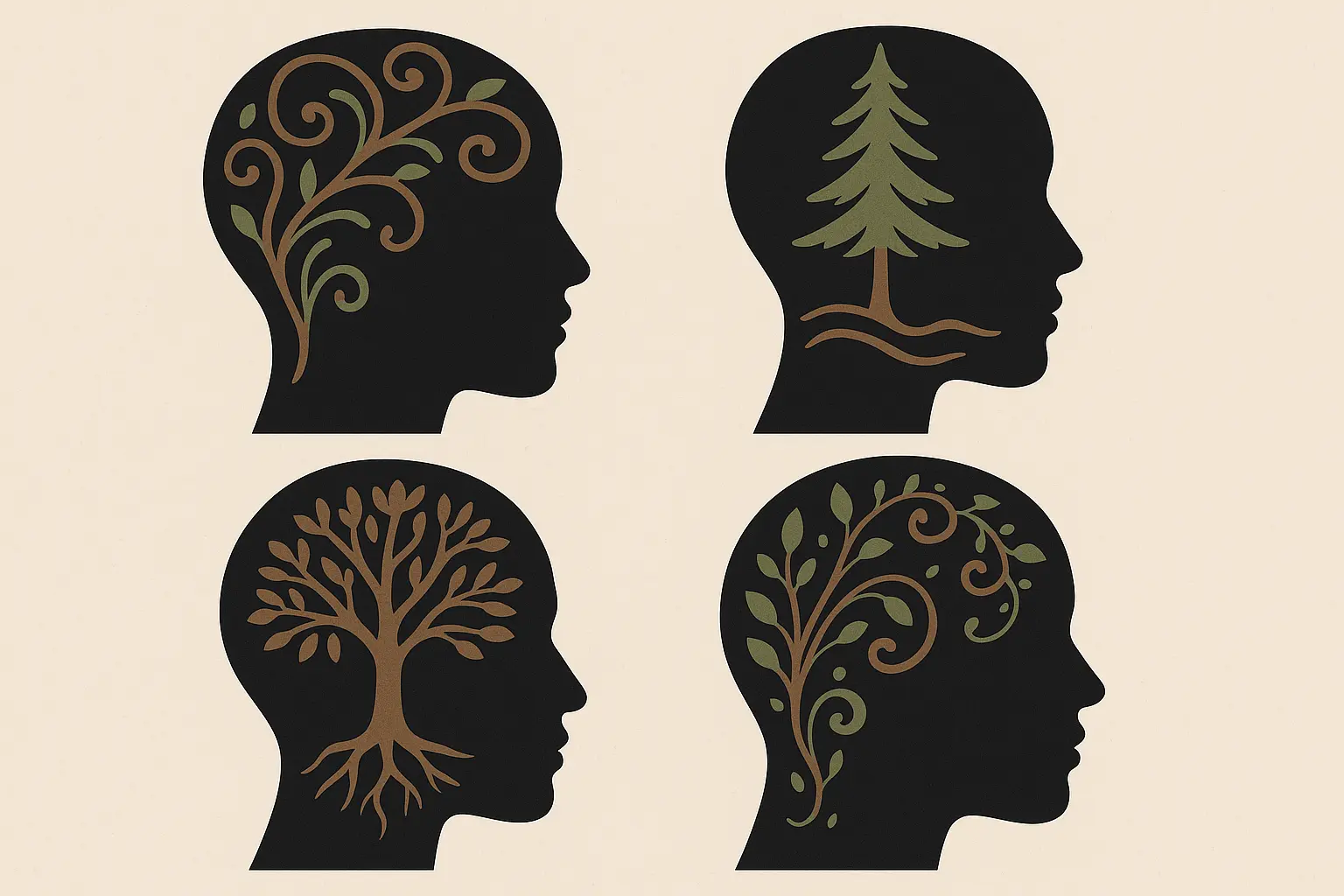 Nature-inspired head tattoo designs