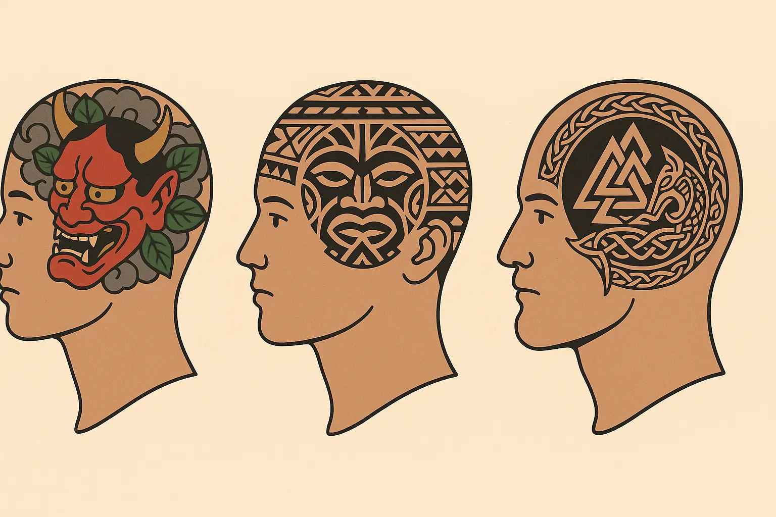 Cultural and traditional head tattoo designs