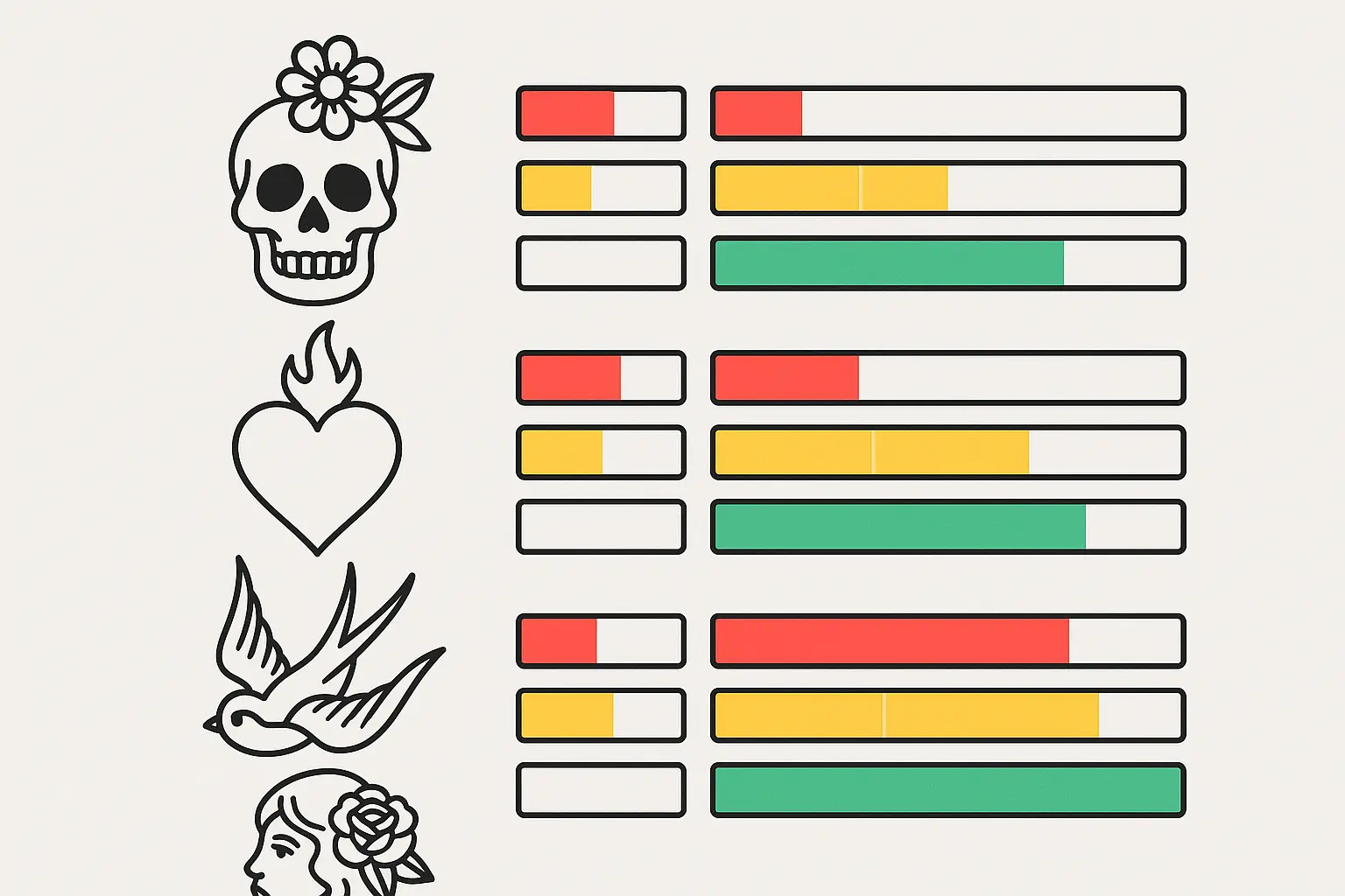 Tattoo design scoring analysis chart