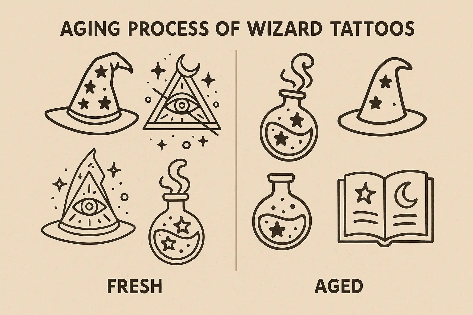 Wizard tattoo design complexity examples