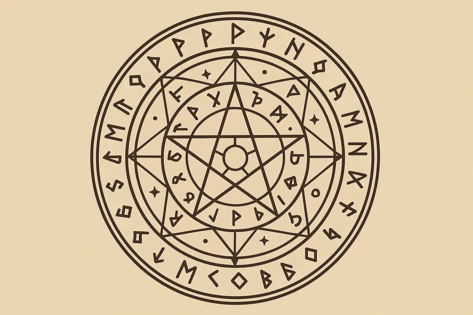 Spell circle with runes tattoo design