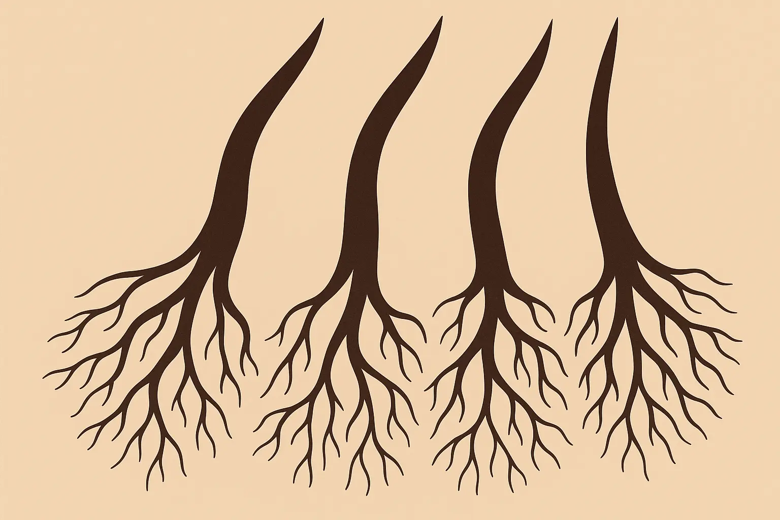 Hair transforming into roots tattoo design