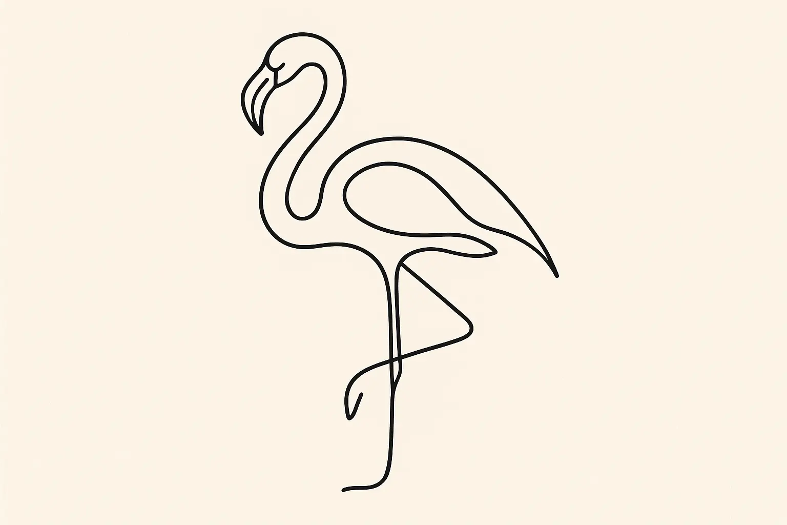 Minimalist single line flamingo tattoo design