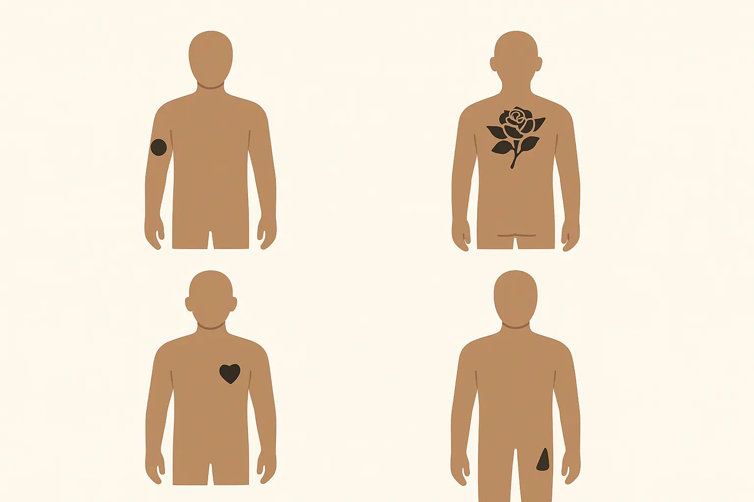 Kaizen tattoo placement options showing forearm and shoulder positions