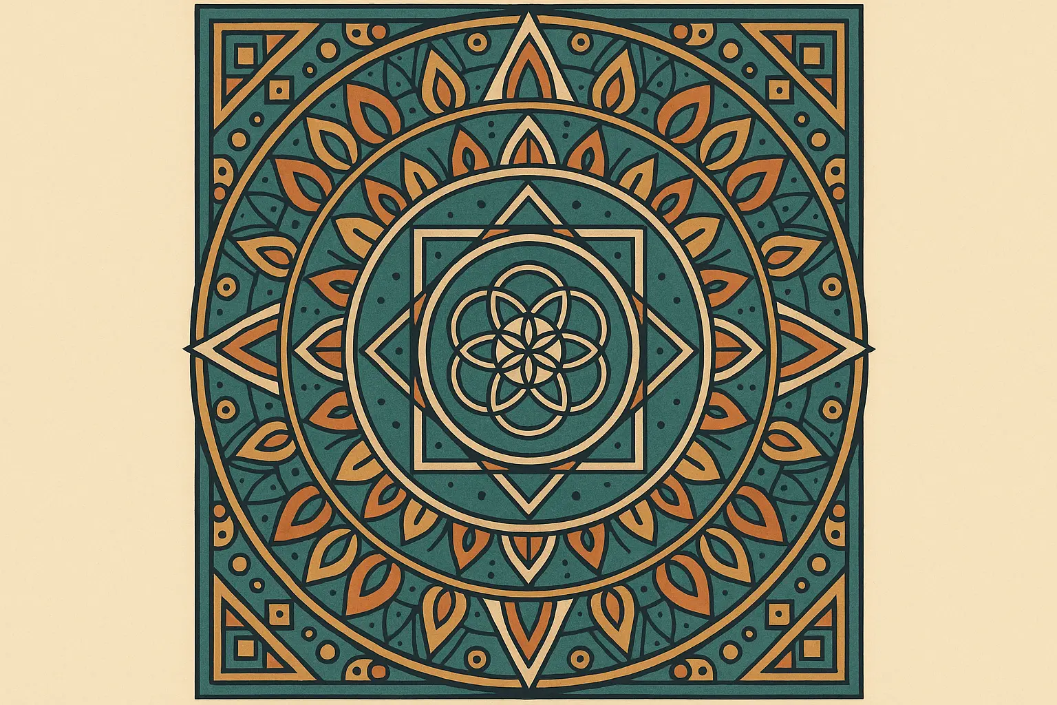Geometric kaizen mandala design with sacred geometry patterns
