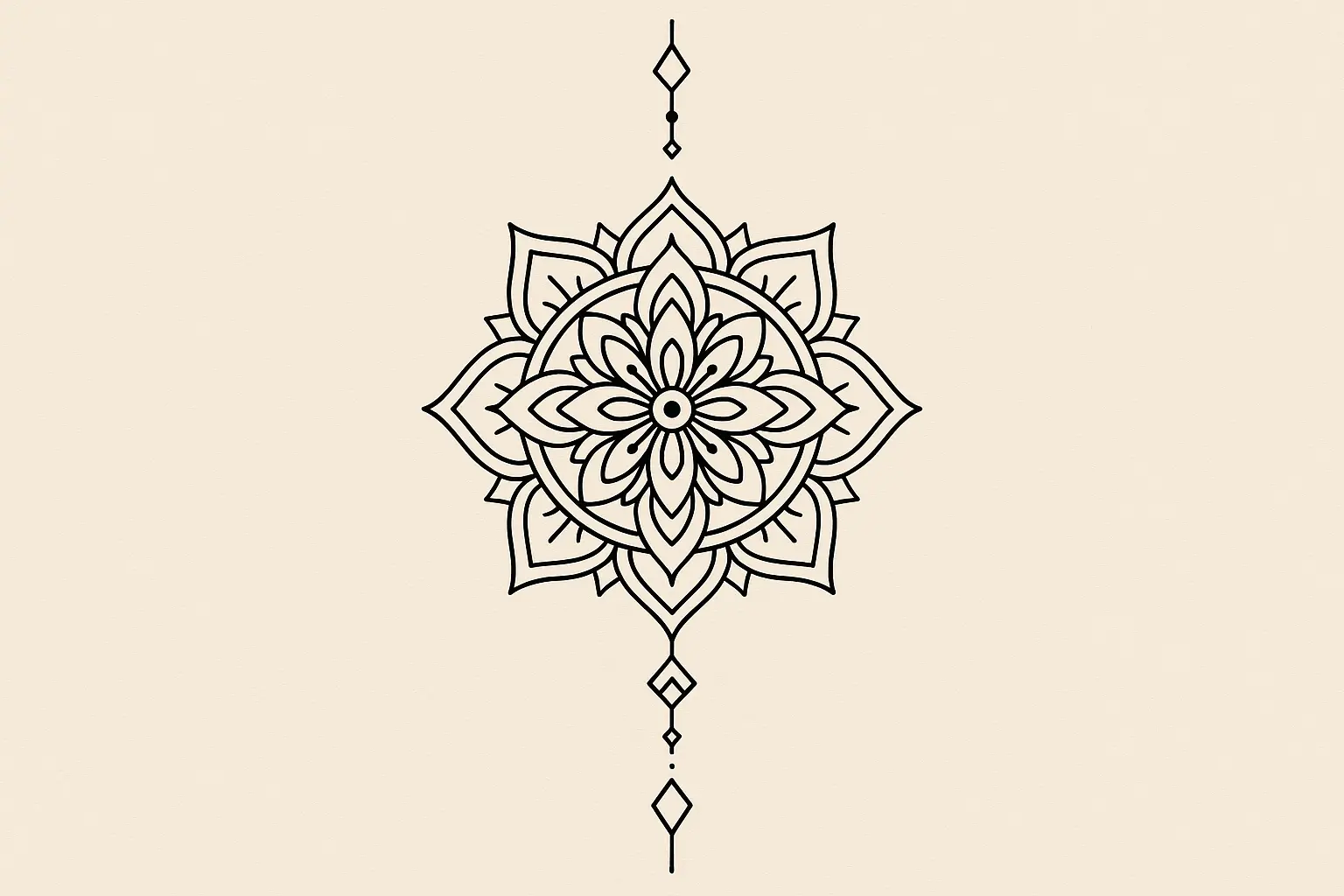 Geometric mandala spine tattoo design