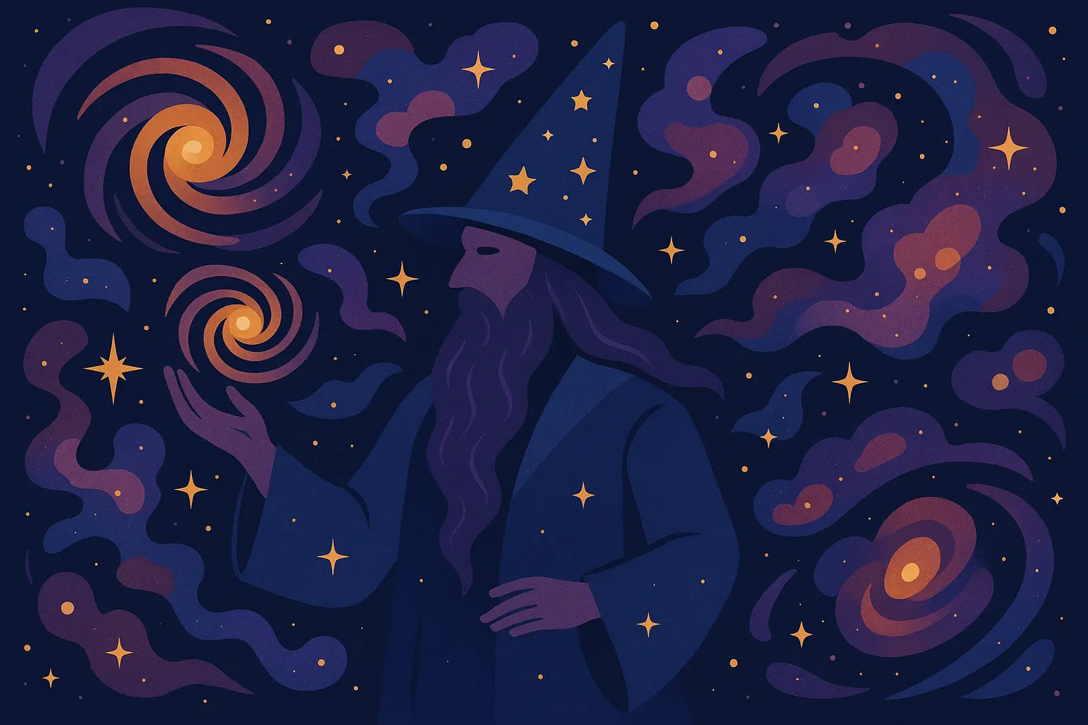 Cosmic wizard with galaxy elements tattoo