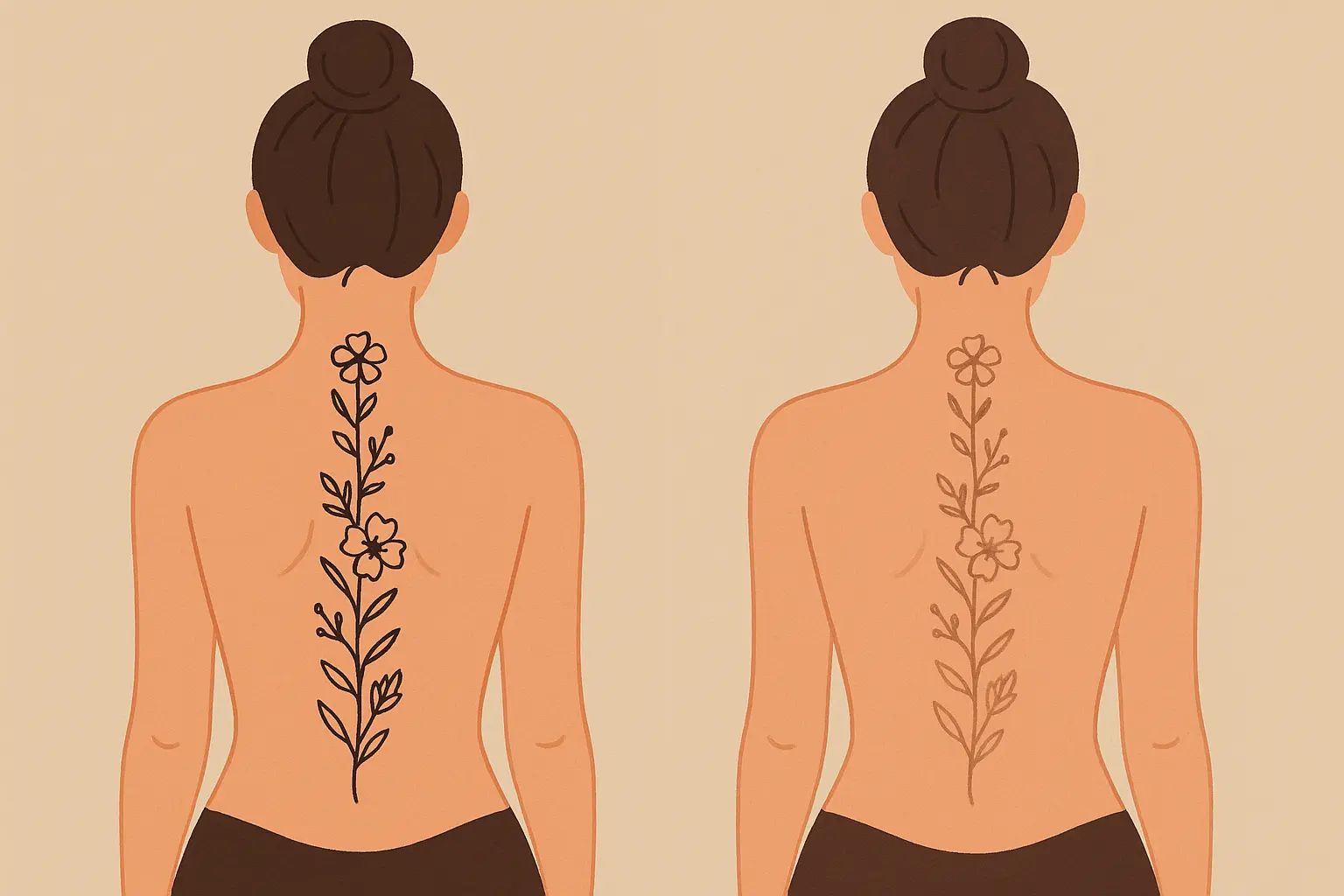 Aged spine tattoo comparison