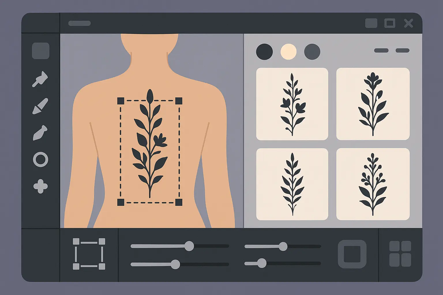 AI-generated spine tattoo design process