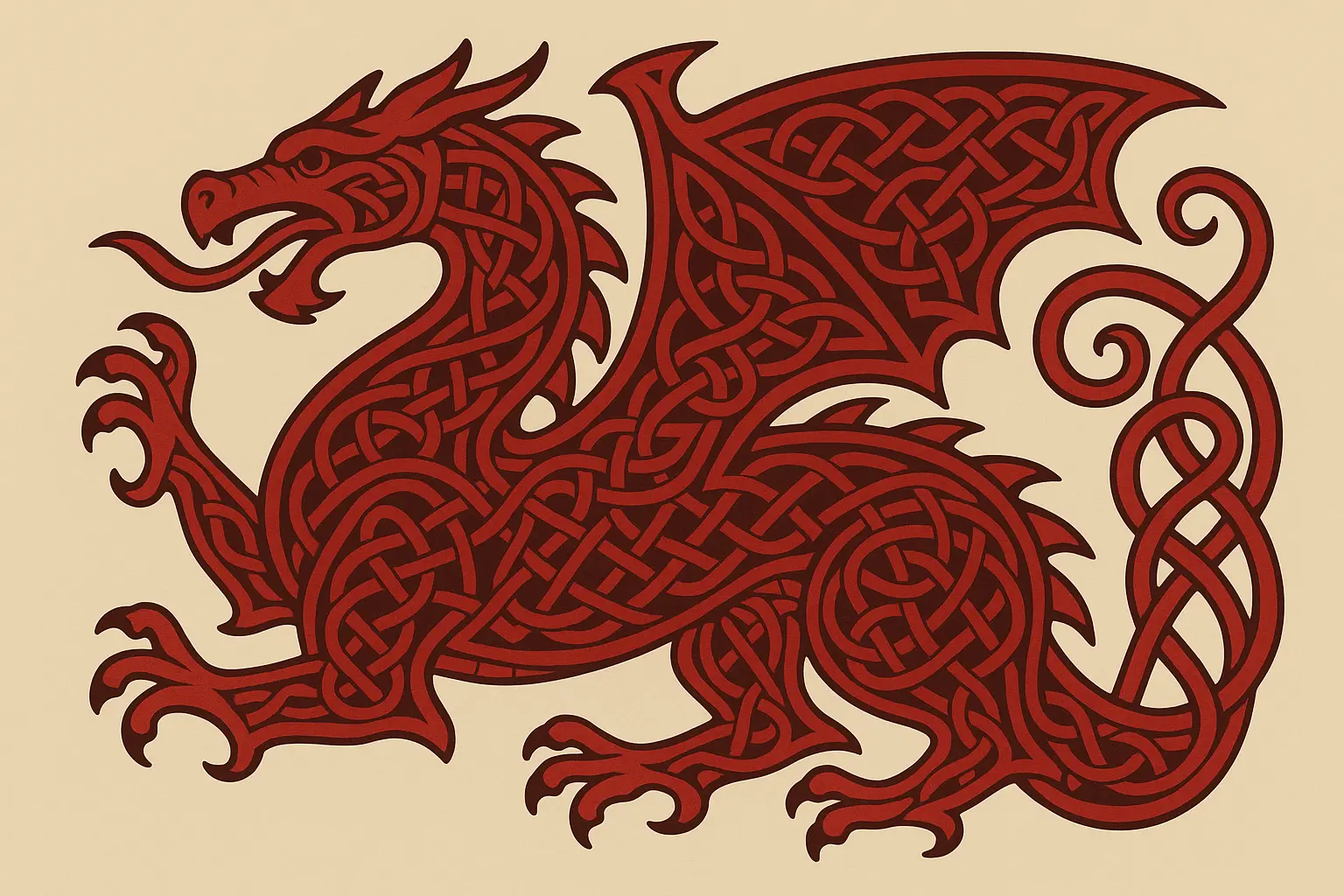 Celtic knotwork red dragon tattoo design