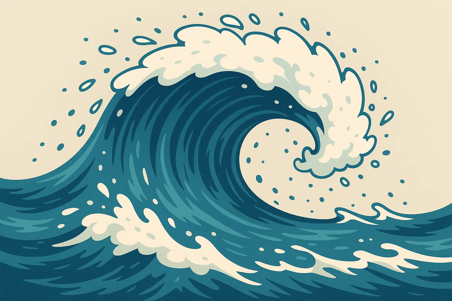 Crashing wave detail tattoo design
