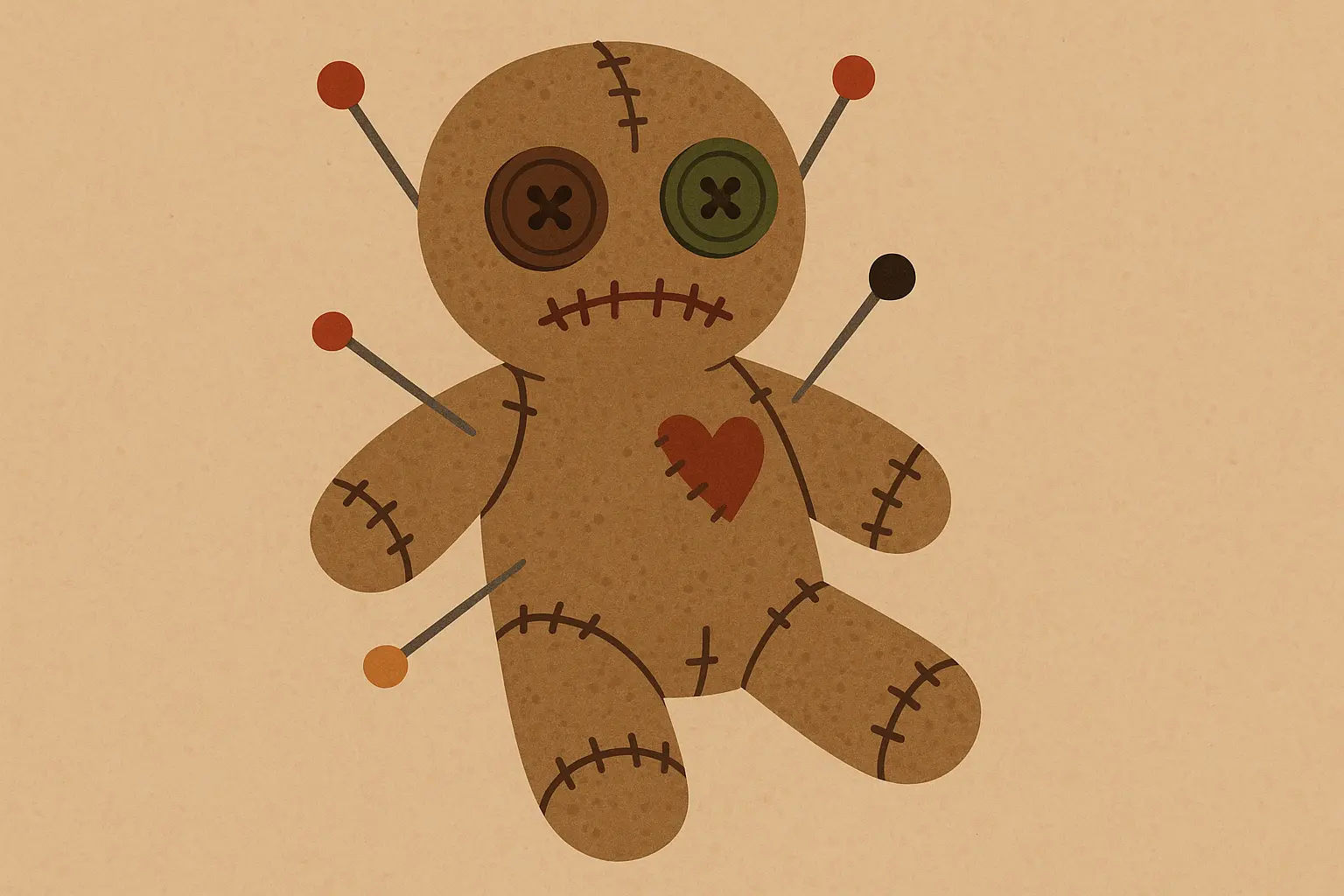 Classic voodoo doll tattoo with traditional elements