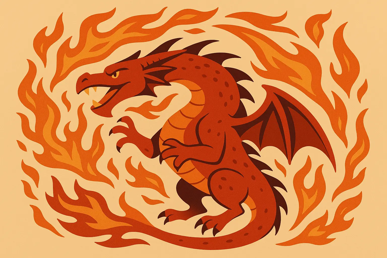 Spiritual chakra red dragon tattoo design