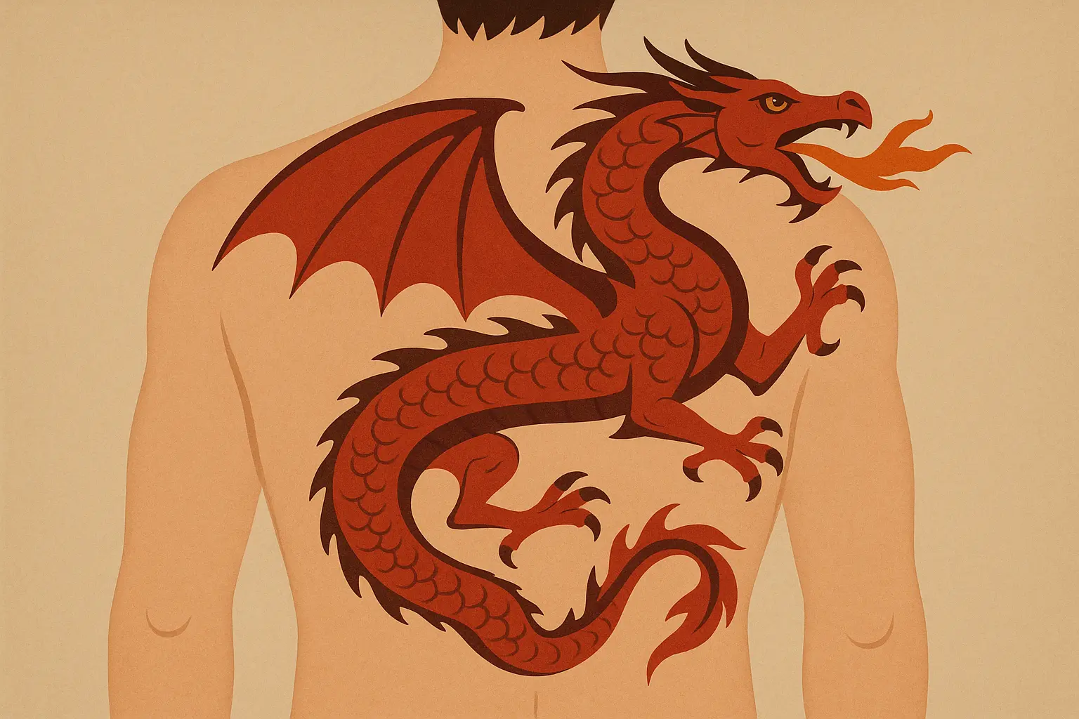 Back piece ascending red dragon tattoo