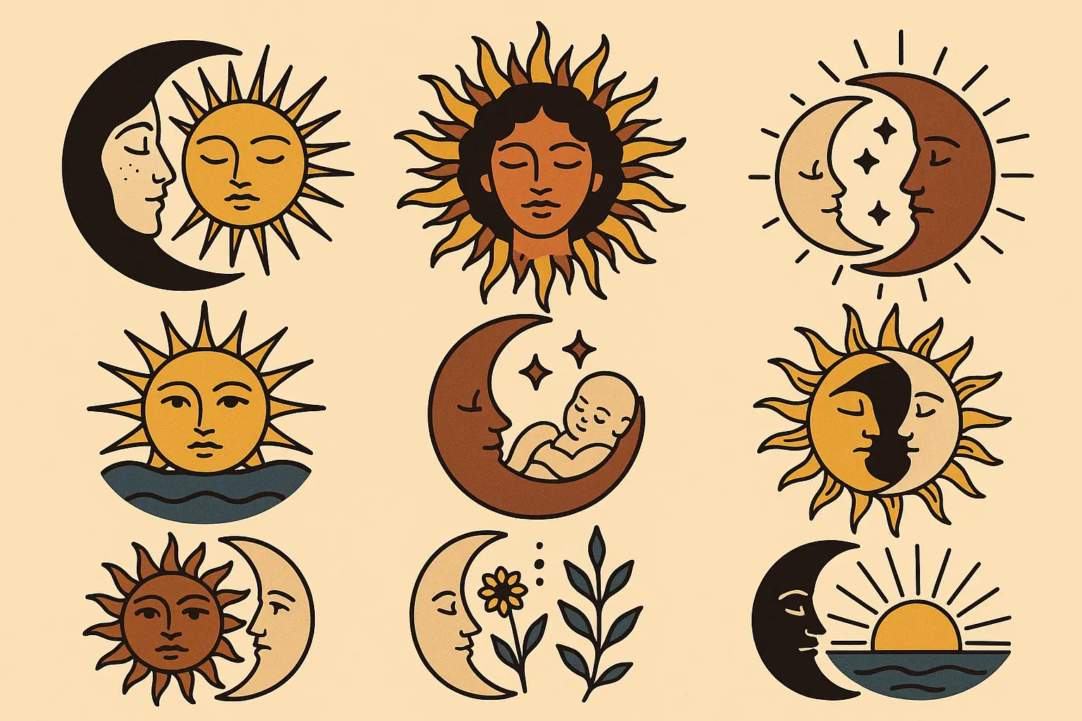 Final sun and moon tattoo design showcasing personal meaning and artistic style
