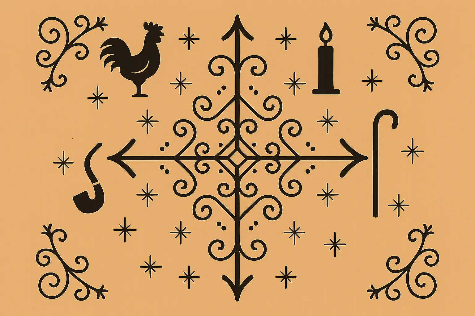 Papa Legba veve symbol with geometric precision