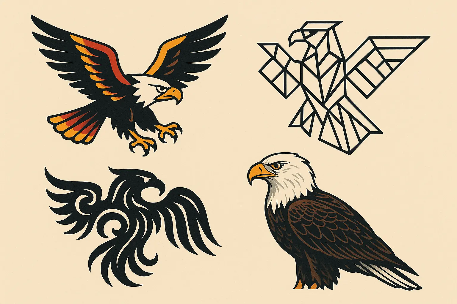 Eagle tattoo design with spread wings