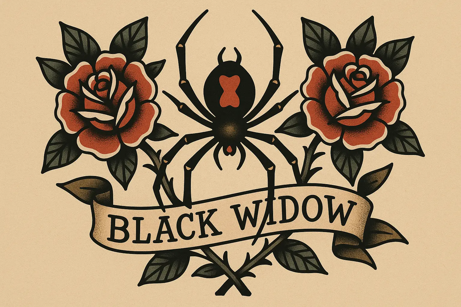 Geometric and modern black widow tattoo designs