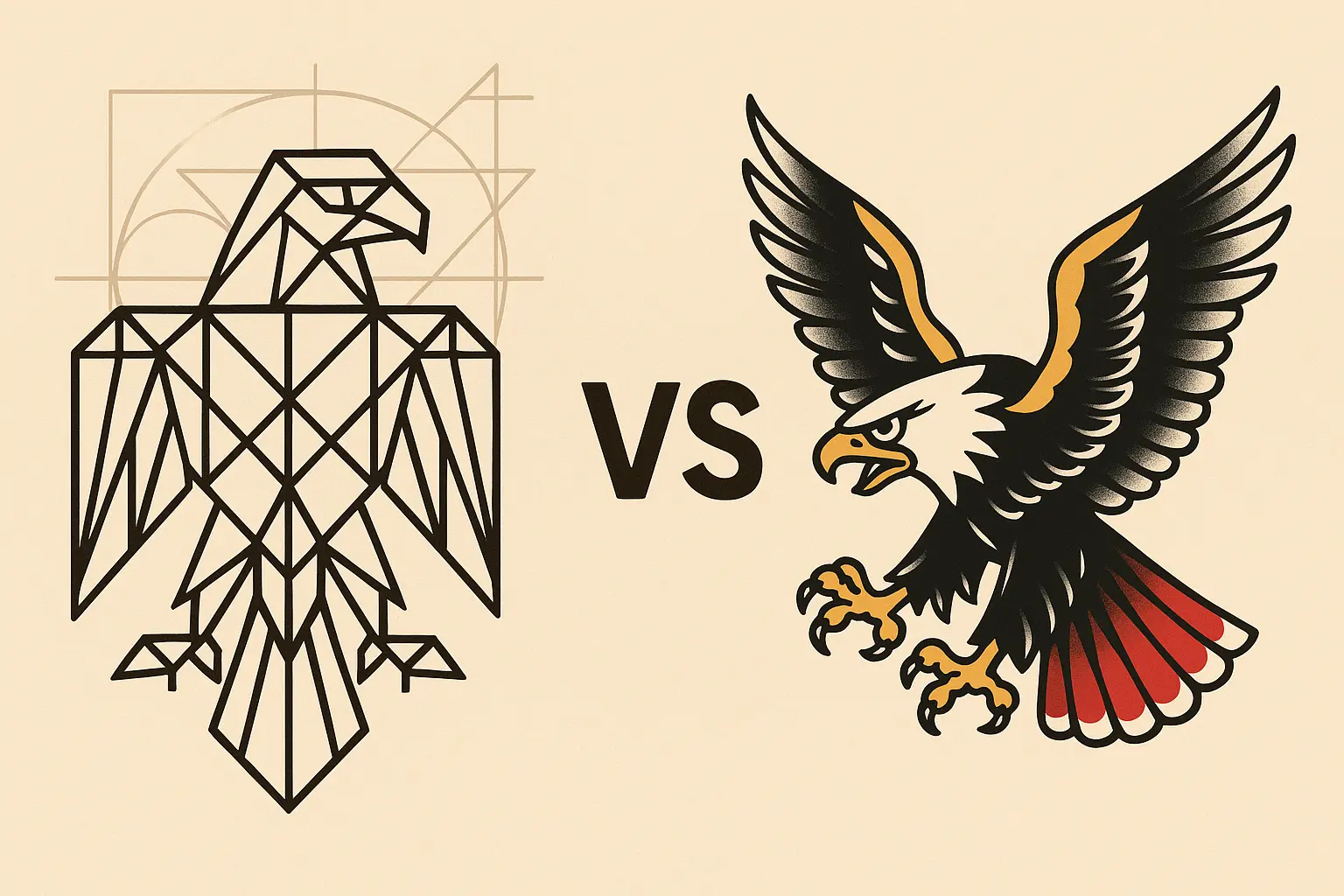 Geometric eagle tattoo design with angular patterns