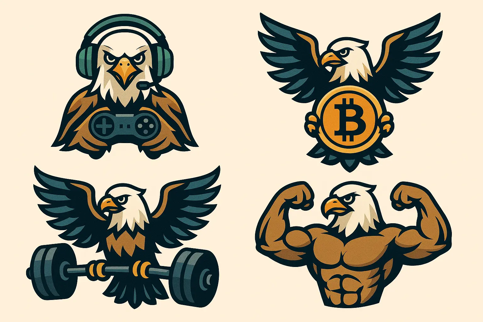Modern eagle tattoo design with digital elements