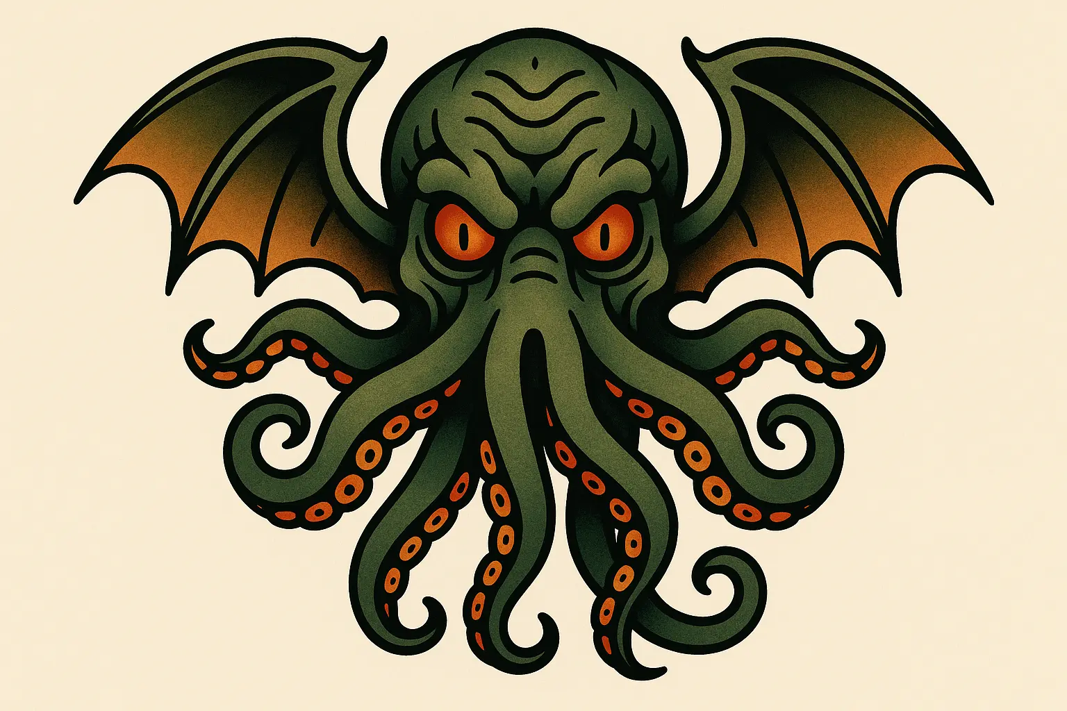 Traditional and neo-traditional Cthulhu tattoo designs