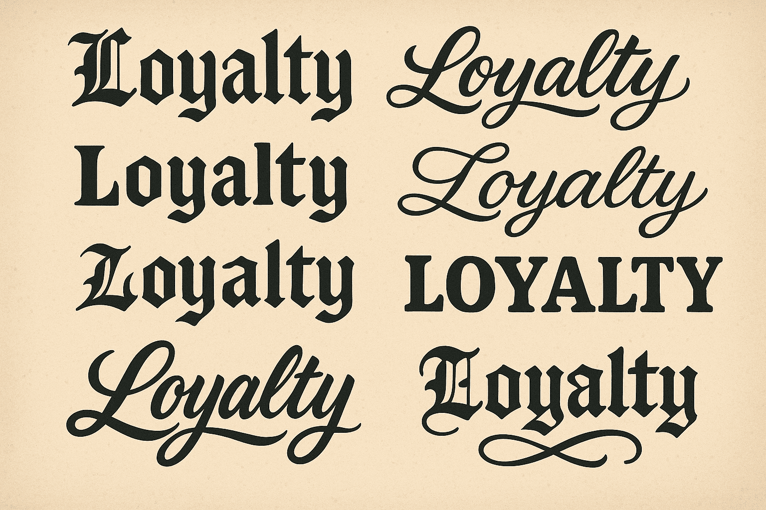 Text-based loyalty tattoo styles
