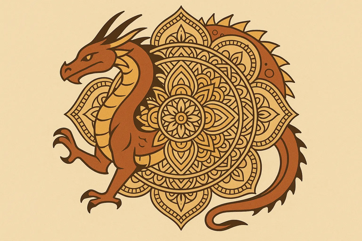 Dragon mandala fusion spiritual back tattoo design