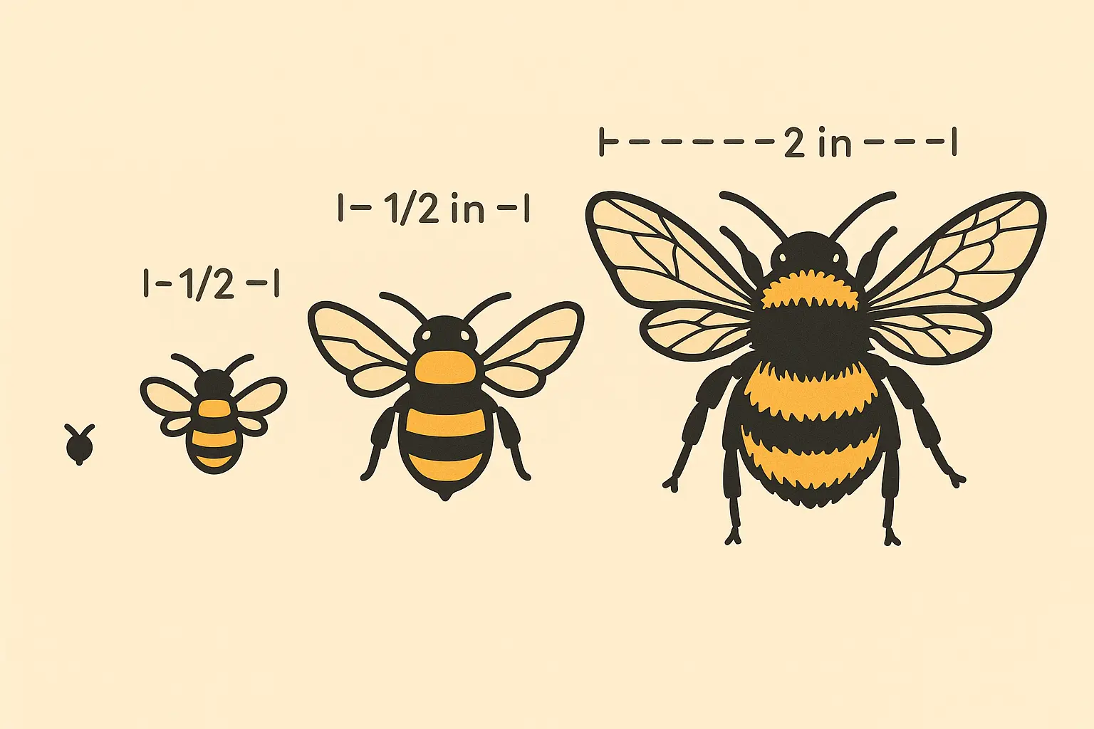 Size comparison of bumble bee tattoo designs