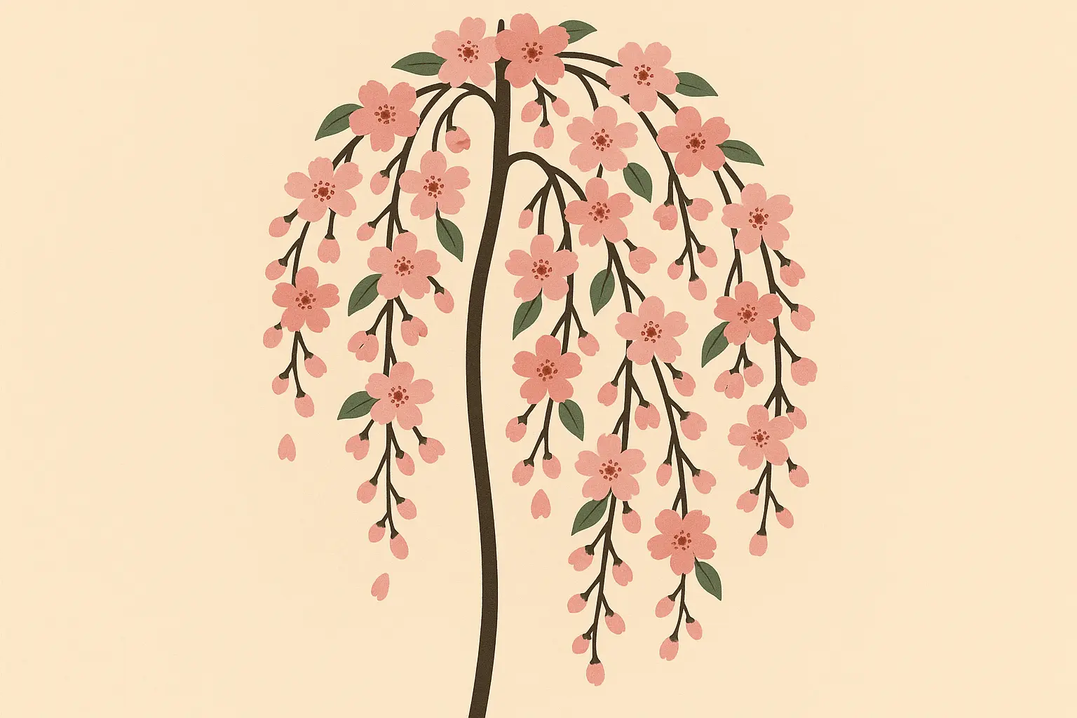 Cherry blossom tree spine tattoo following natural back curve