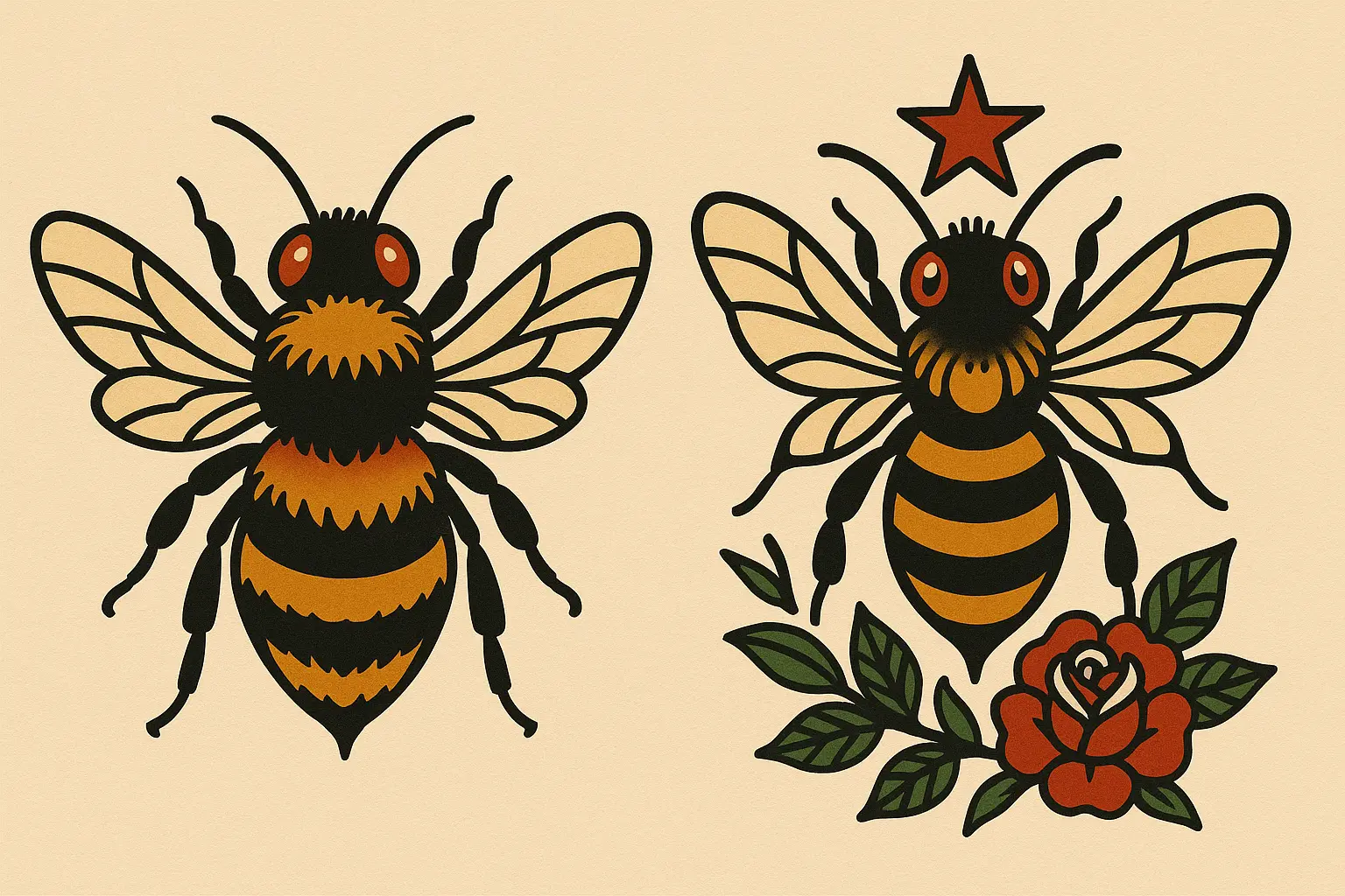 Traditional bumble bee tattoo designs