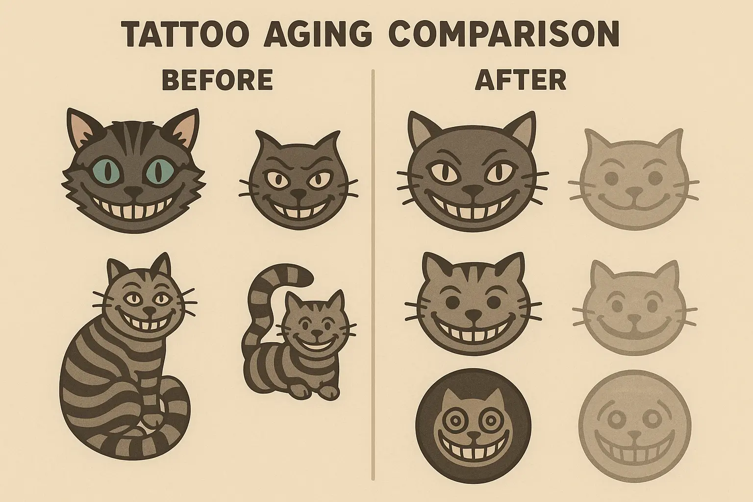 Performance analysis of Cheshire Cat tattoo designs