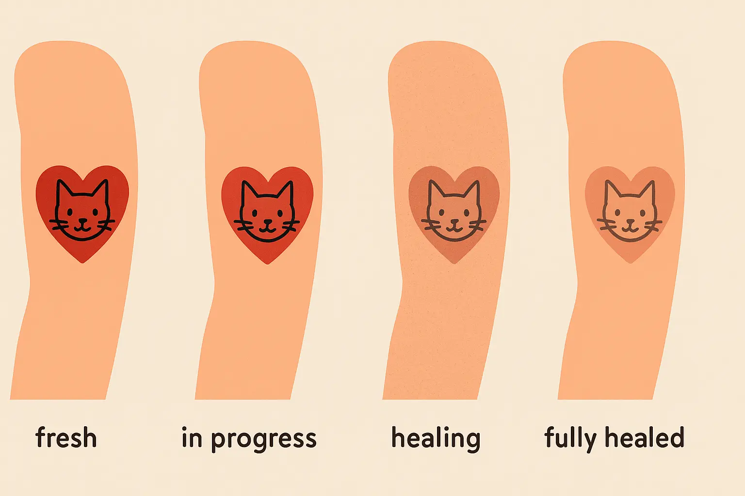 Tattoo healing phase size changes