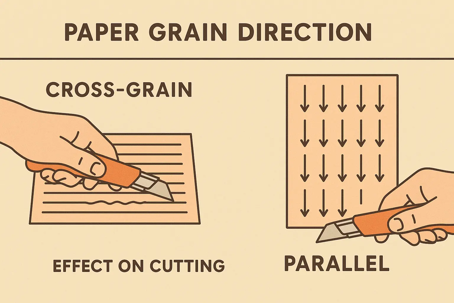 Paper grain direction cutting demonstration