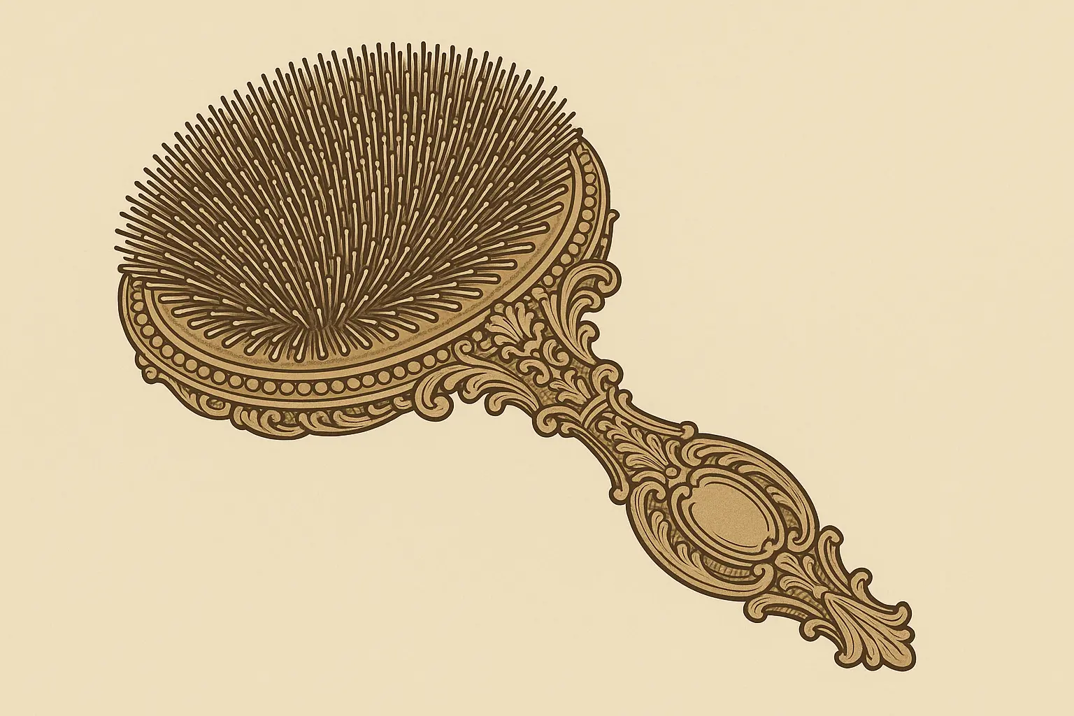 Antique hair brush tattoo design