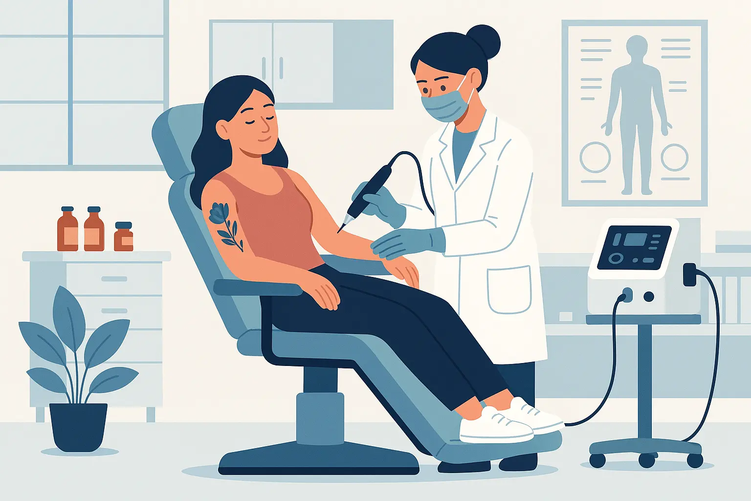 Saline tattoo removal process diagram