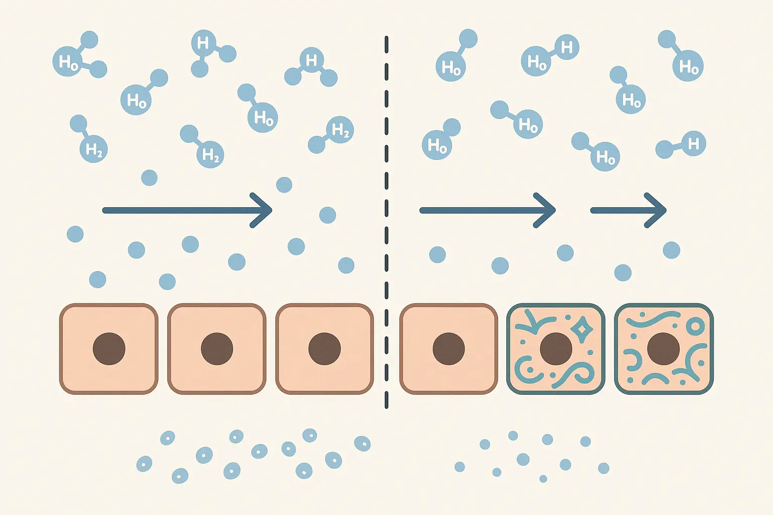 Osmotic pressure cellular process illustration