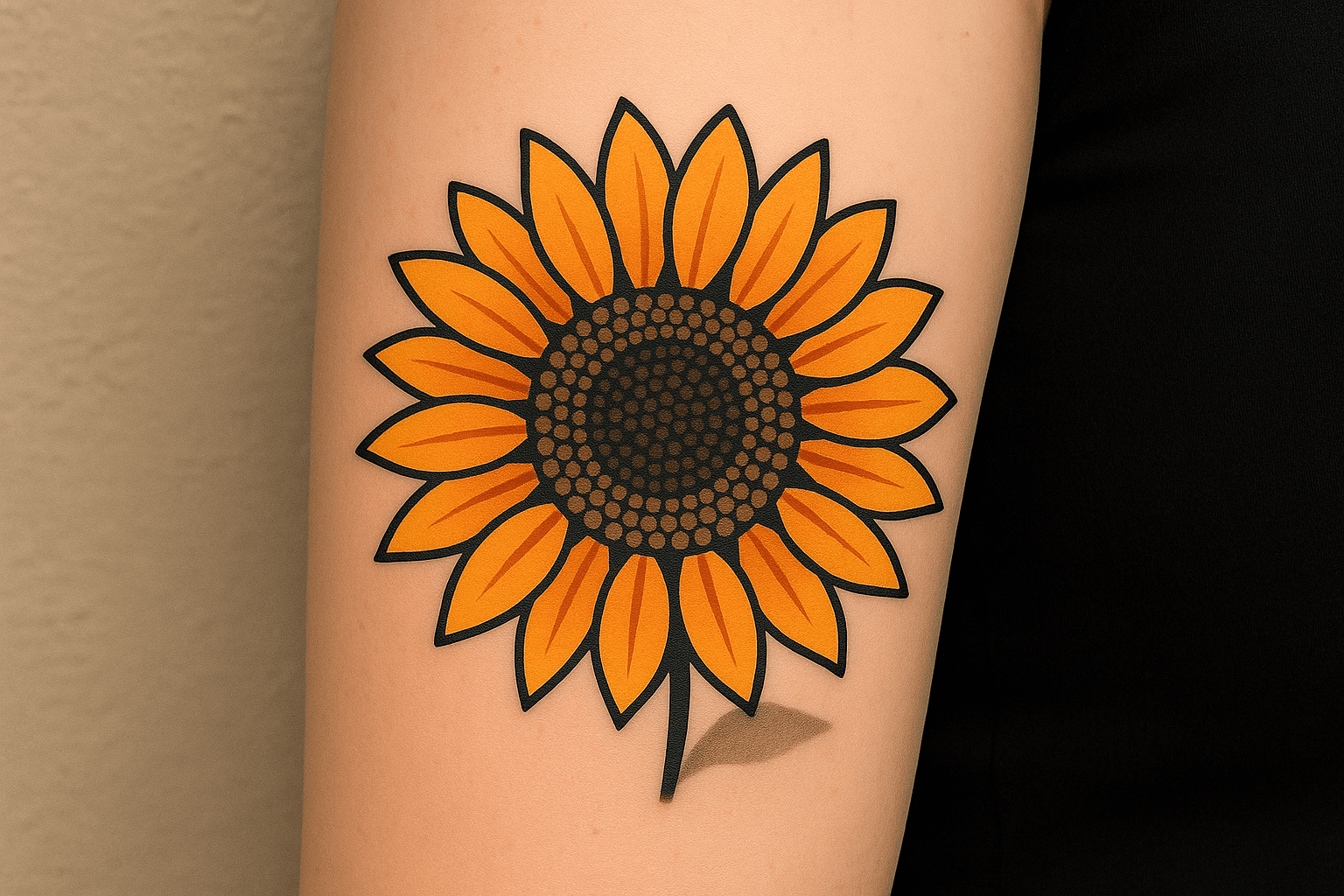 Sunflower tattoo design with psychological symbolism